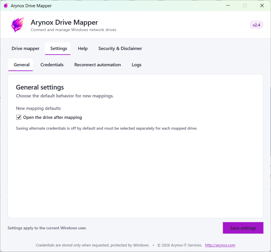 Arynox Drive Mapper